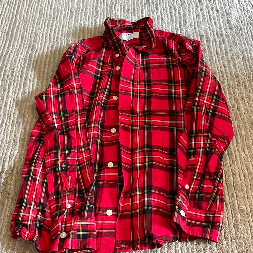 Old Navy Red and Black Casual Button Down Shirt